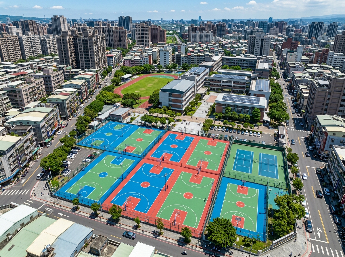 佛山市预制型塑胶跑道硅PU篮球场 - 方案